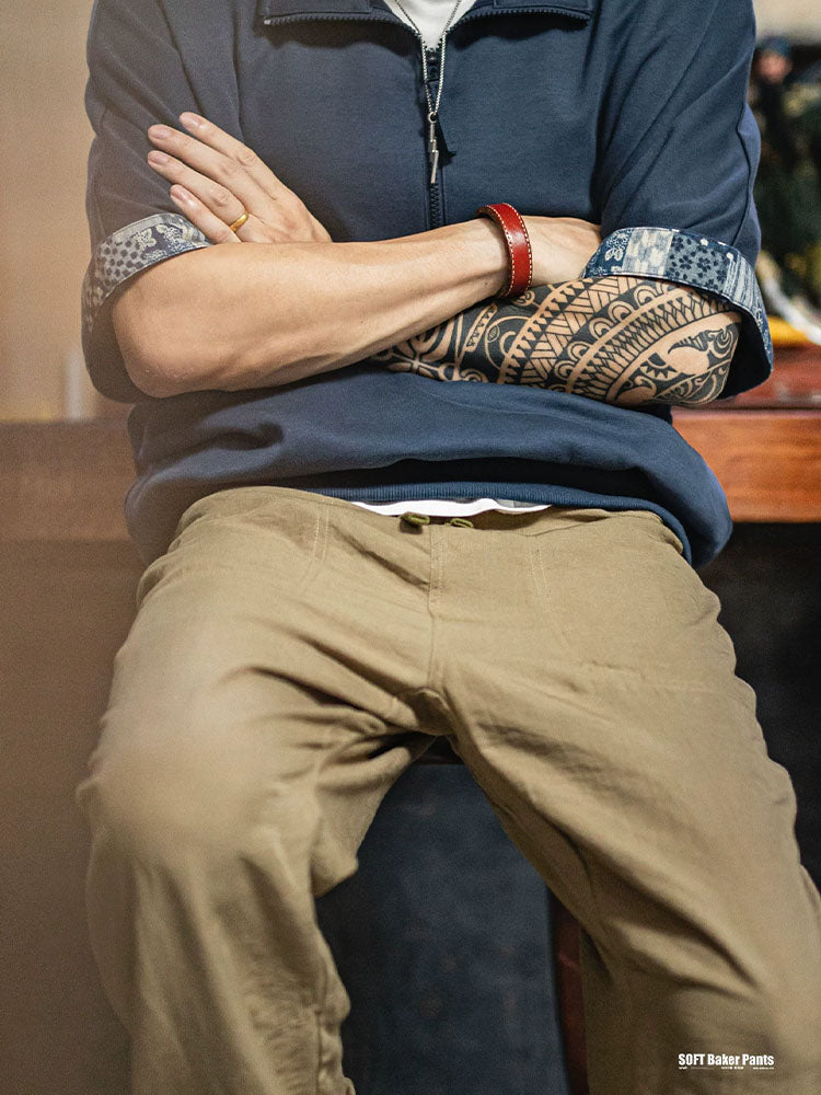 Herren‑Wide‑Leg‑Freizeithose aus Leichtem Mischgewebe Lässiger
