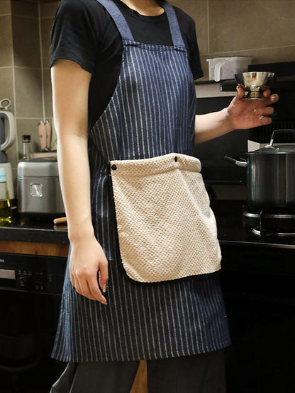 Detachable Hand Towel Striped Apron