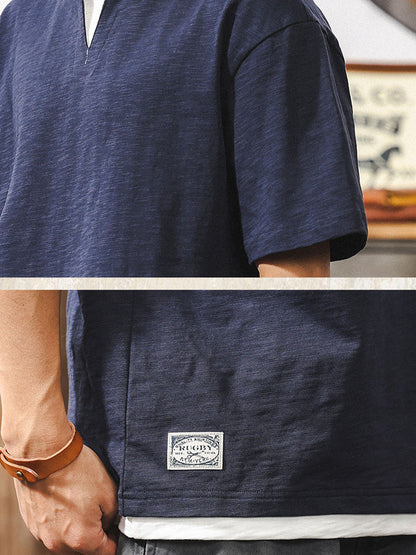 Herren Kurzarm‑T‑Shirt mit Fake‑Layer‑Effekt und V‑Ausschnitt