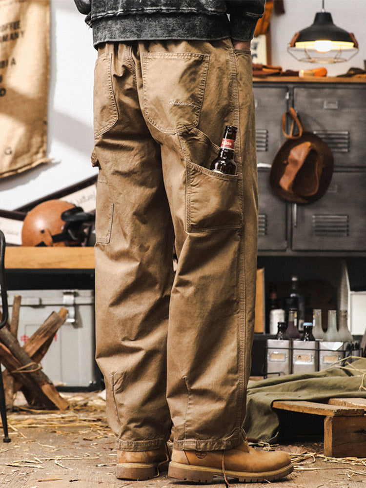 Herren Wide-Leg Hose aus 100 % Baumwolle, Retro-Cargo-Stil