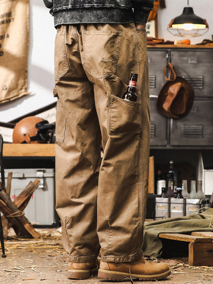 Herren Wide-Leg Hose aus 100 % Baumwolle, Retro-Cargo-Stil