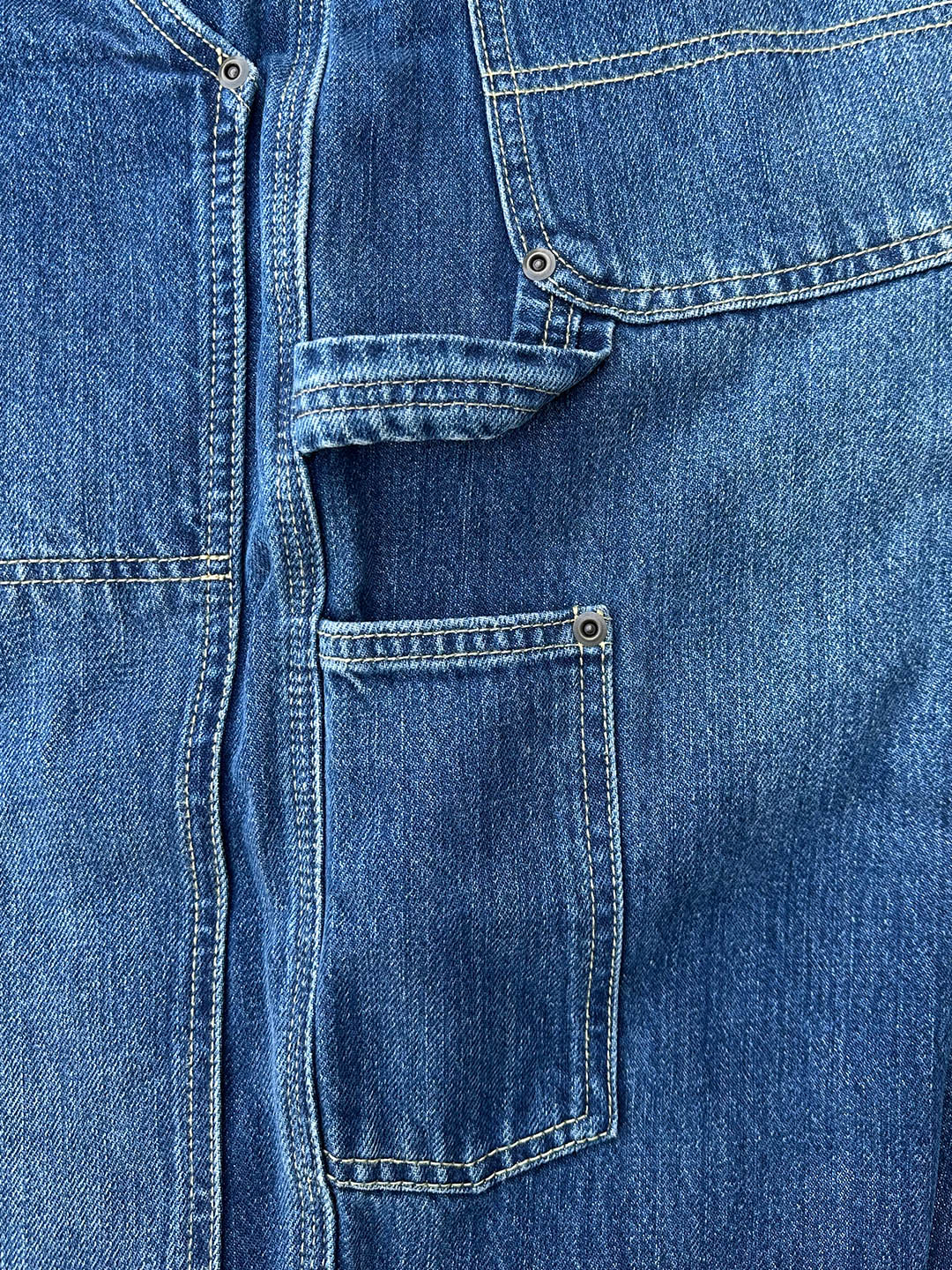 Pantalon de charpentier pour homme en denim selvedge délavage moyen – Liquidation