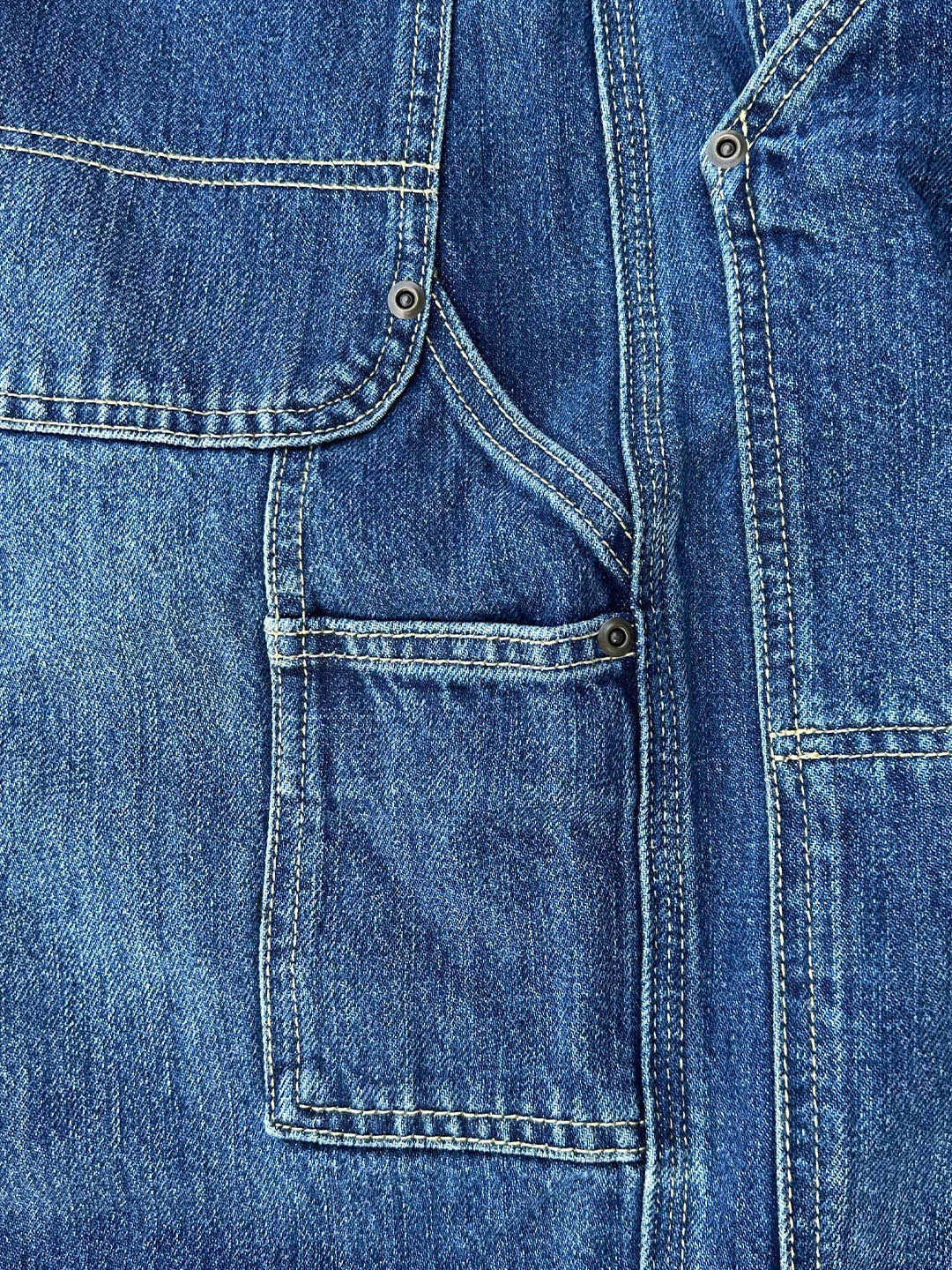 Pantalon de charpentier pour homme en denim selvedge délavage moyen – Liquidation
