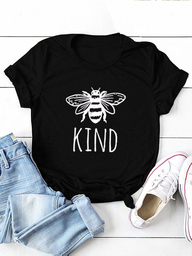 Camiseta de algodón con estampado Bee Kind para mujer