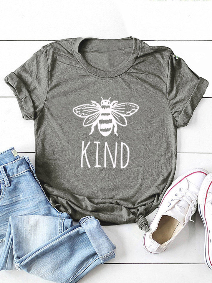Camiseta de algodón con estampado Bee Kind para mujer