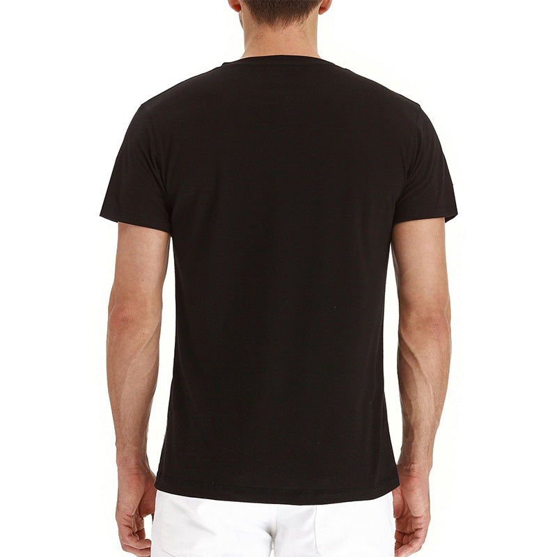 Lässiges Herren-Henley-T-Shirt mit kurzen Ärmeln und Tasche