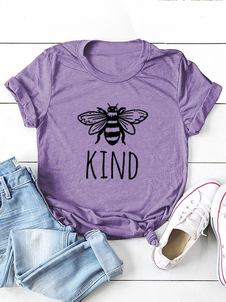 Camiseta de algodón con estampado Bee Kind para mujer