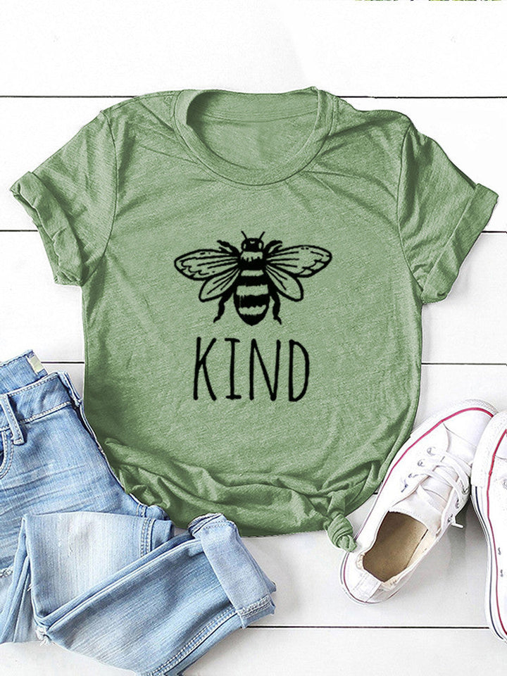 Camiseta de algodón con estampado Bee Kind para mujer