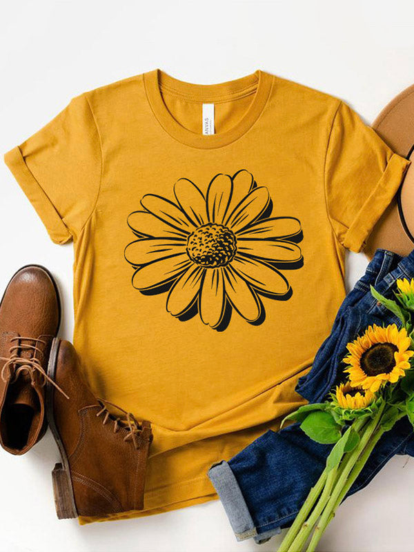 Camiseta de mujer con estampado de girasoles