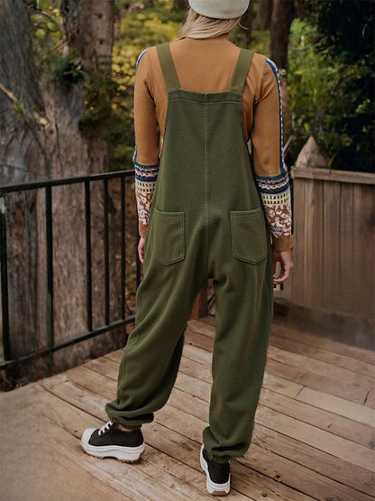 Women's Fleece Overalls with Coconut Shell Buttons