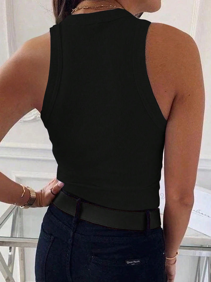 Camiseta de Tirantes Acanalada de Corte Entallado para Mujer