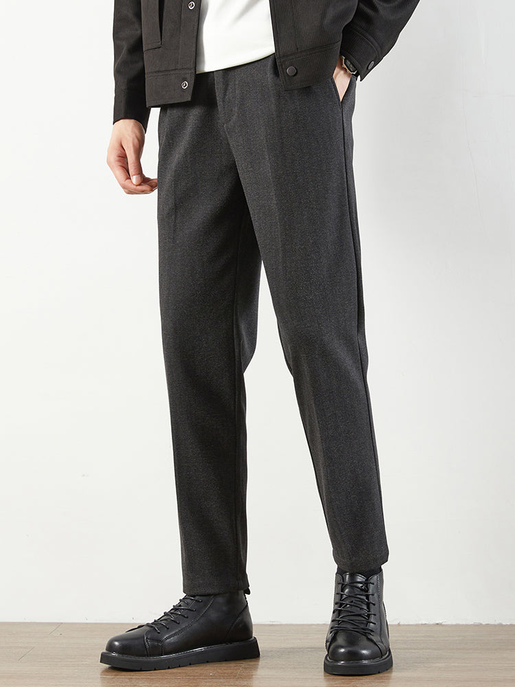 Herren‑Eleganter Woll‑Optik‑Anzugshose, Gerader Cropped‑Schnitt