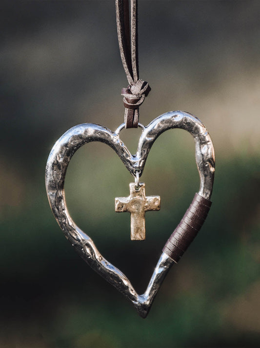 Kreuz in Liebe Herz Anhänger Halskette